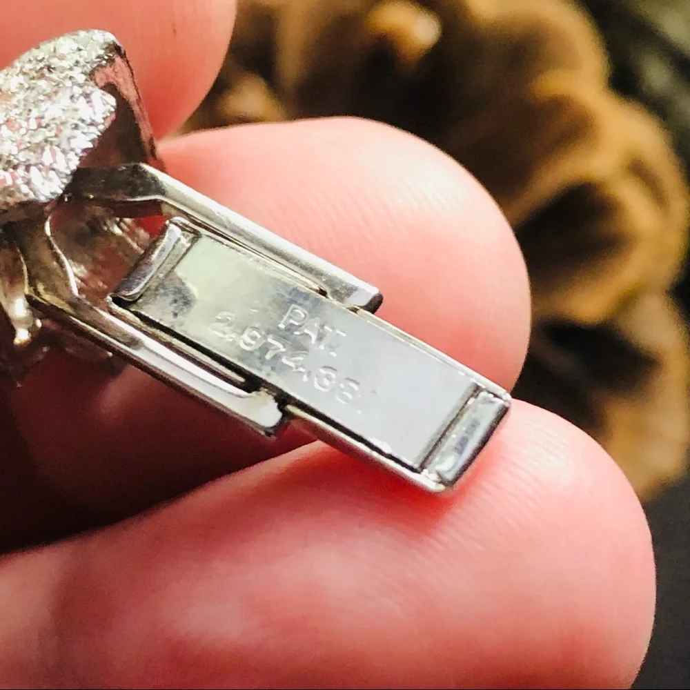 Vintage dome silver plated rough diamond cut texture cuff links